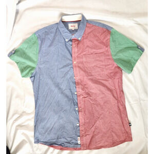 Stafford Prep Button up Shirt Men's Size XXL Color Block Short Sleeve Cotton